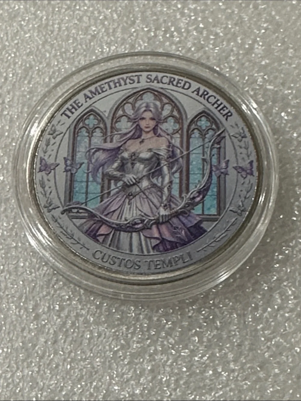 The Amethyst Sacred Archer Decorative Coin - Purple Art Coin